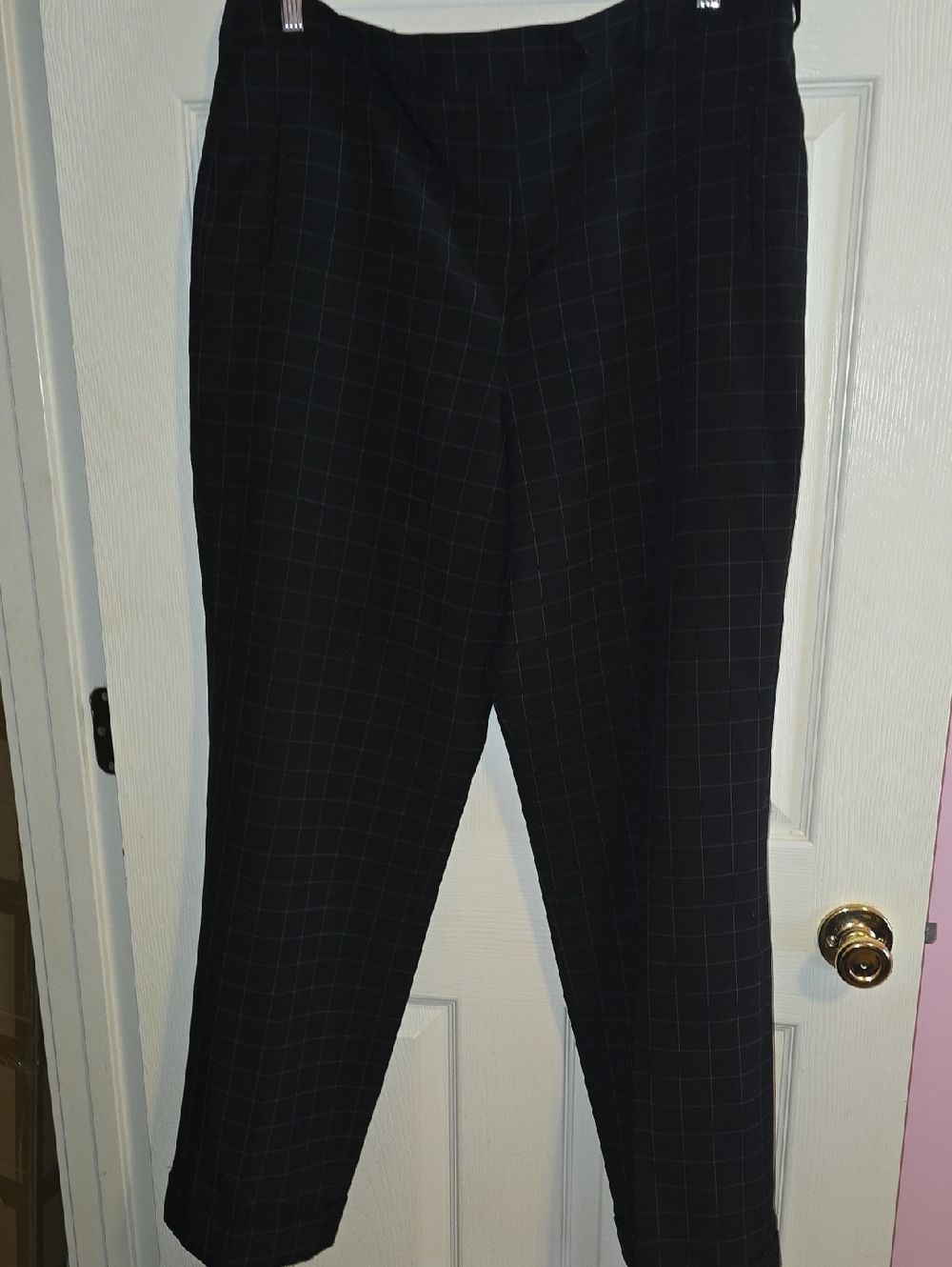 Larry Levine Black Windowpane Dress Pants